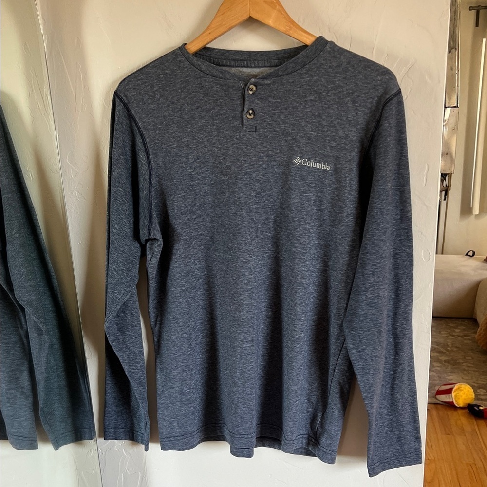 Columbia Men's Charcoal Henley Long Sleeve Shirt